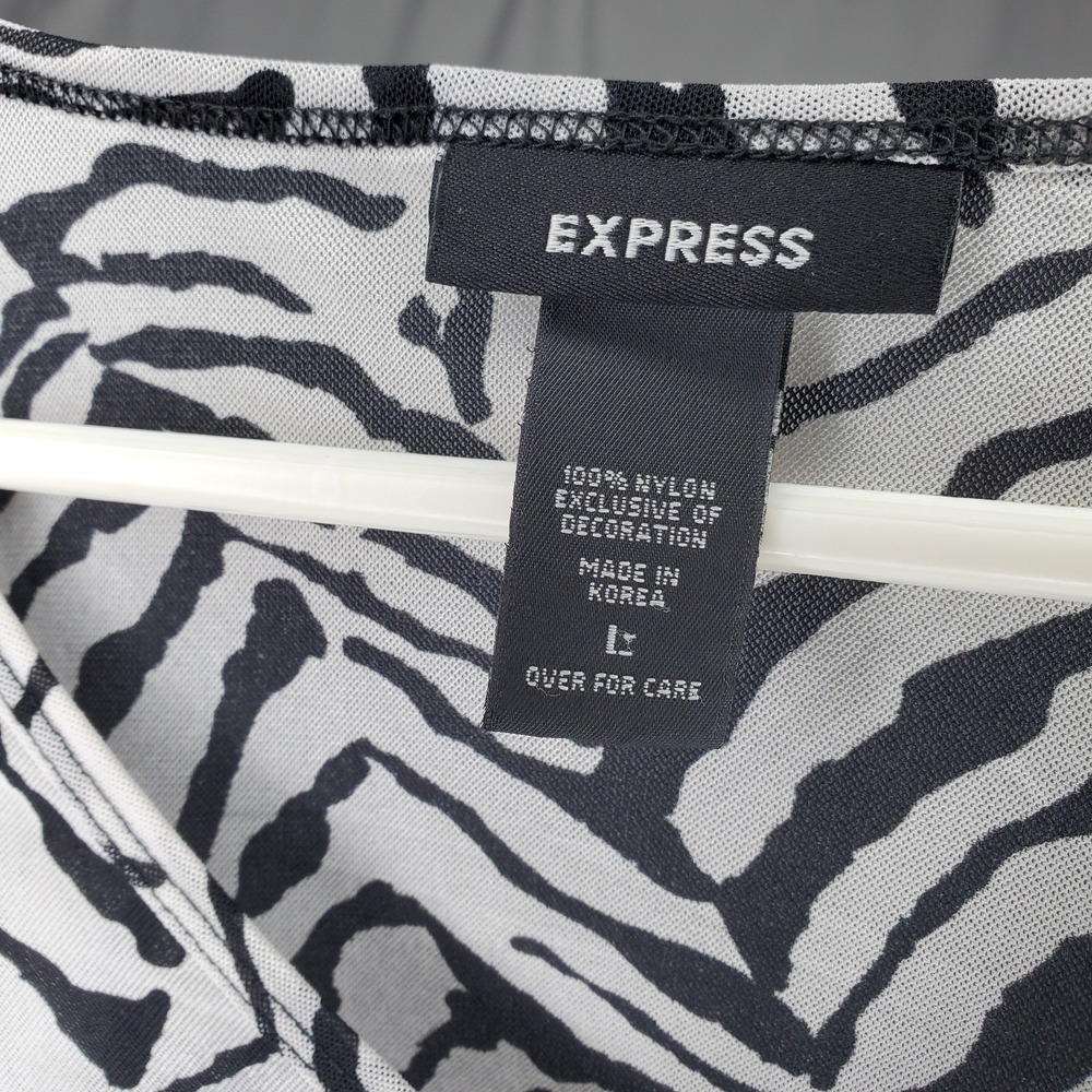 Vtg 90s Express Mesh Top‎ Women Large Zebra Sparkle Bratz Grunge Baddie Y2K - Picture 3 of 8